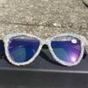 helena Women Crystal Rhinestone Reading Glasses Diamond Cat Eye Reading Glasses for Women Blue Light Blocking Magnifying Glasses (white, 1.25, x) view 4