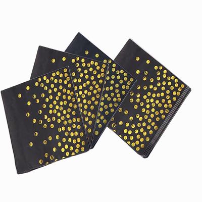 100 Pack Paper Napkins Black Disposable Dinner Square Napkins with Gold Foil Polka Dot Confetti Hand Guest Paper Towels for Party Birthday Wedding Special Events