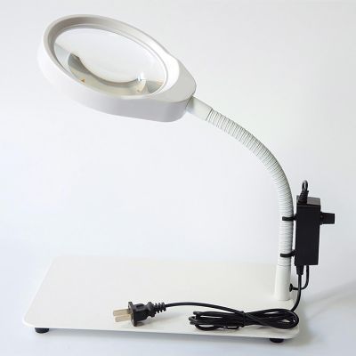 10X Magnifying Glass with Light and Stand, Dimmable Flexible Gooseneck Magnifying Desk Lamp, LED Lighted Magnifier Hands Free for Craft Reading Painting Close Work
