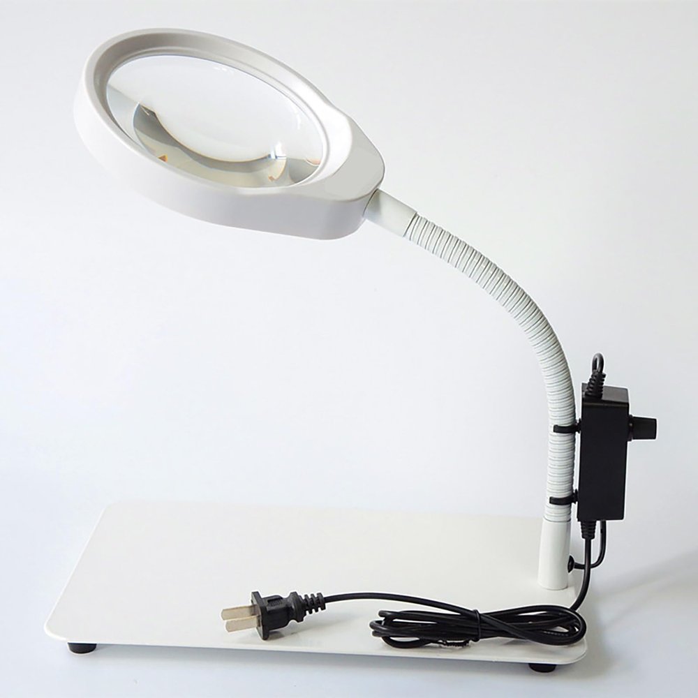 10X Magnifying Glass with Light and Stand, Dimmable Flexible Gooseneck Magnifying Desk Lamp, LED Lighted Magnifier Hands Free for Craft Reading Painting Close Work
