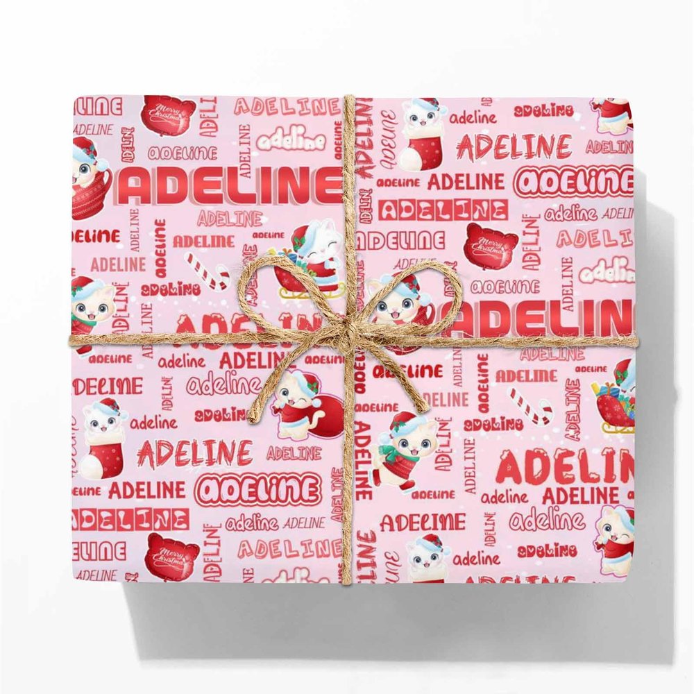 FnprtMo Wrapping Paper Roll Pink Personalized Christmas Paper Birthday Boy Wrapping Paper Roll Cat Christmas Wrapping Paper