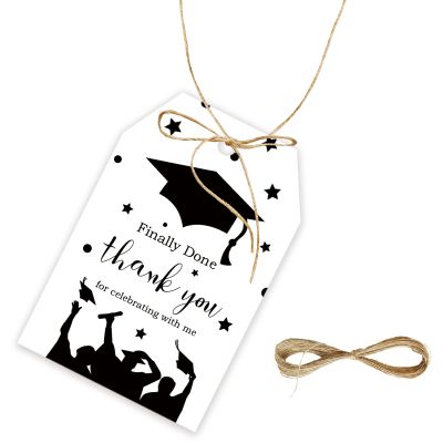 50pcs Graduation Thank You Tags, Congrats Grad Gift Tag with String for Graduation Party, Class of 2026 Thank You Paper Tags for Grad Party Favors