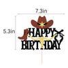 Cowboy Happy Birthday Cake Topper shiny cowboy happy birthday cake topper for boys girls cowboy themed birthday decorations (1) view 2