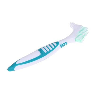 Libcflcc Denture Double Side Denture Toothbrush Ergonomics Handle Plastic Multi Layered Bristles False Teeth Oral Care Brush for Home Use Denture Oral Care