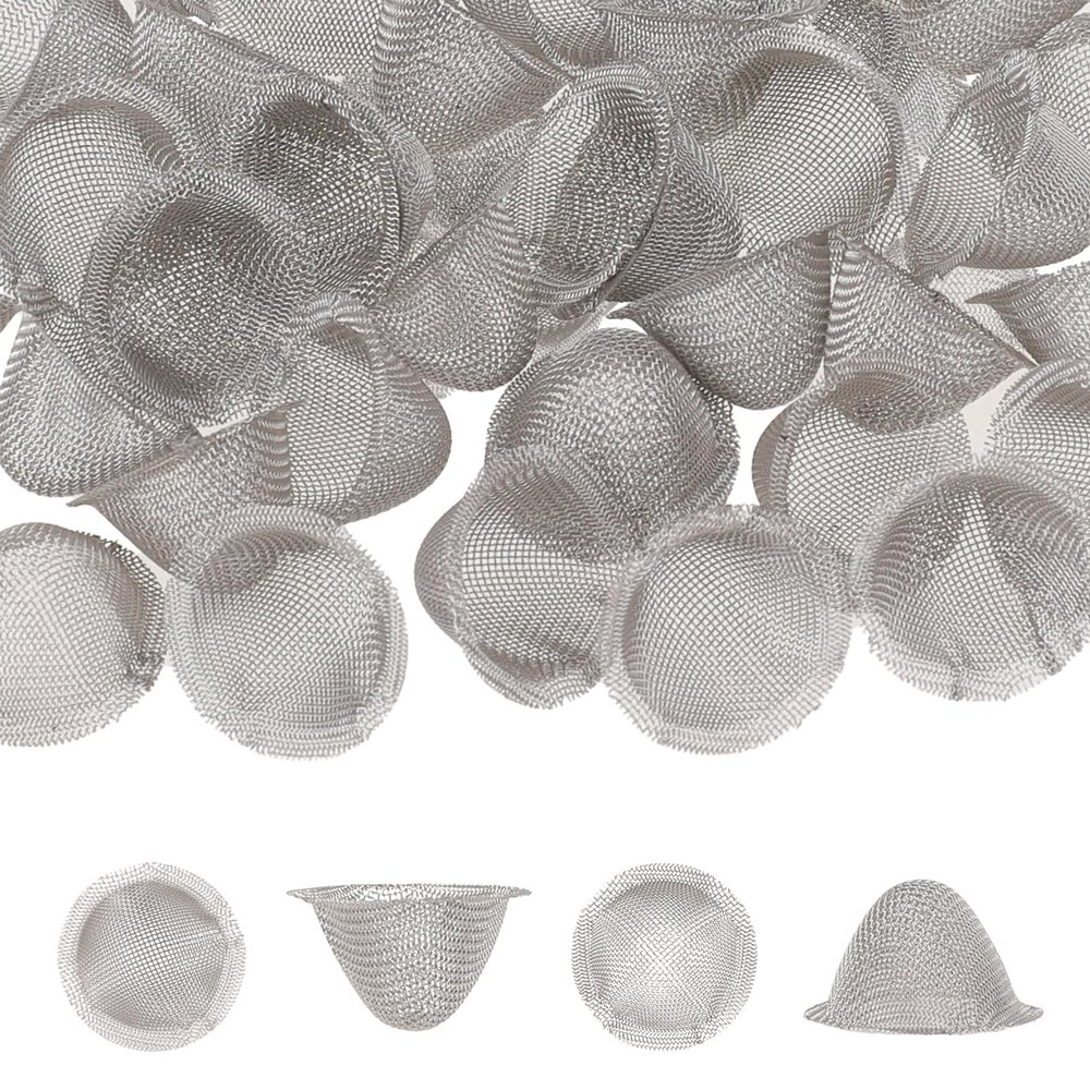 40 Pieces 3/4 Inch Bowl Screens Filters, Stainless Steel Mesh Clean Screens with Tapered Design Screens Mini Metal Filters Reusable Filters Self-Adjustable Size Filter