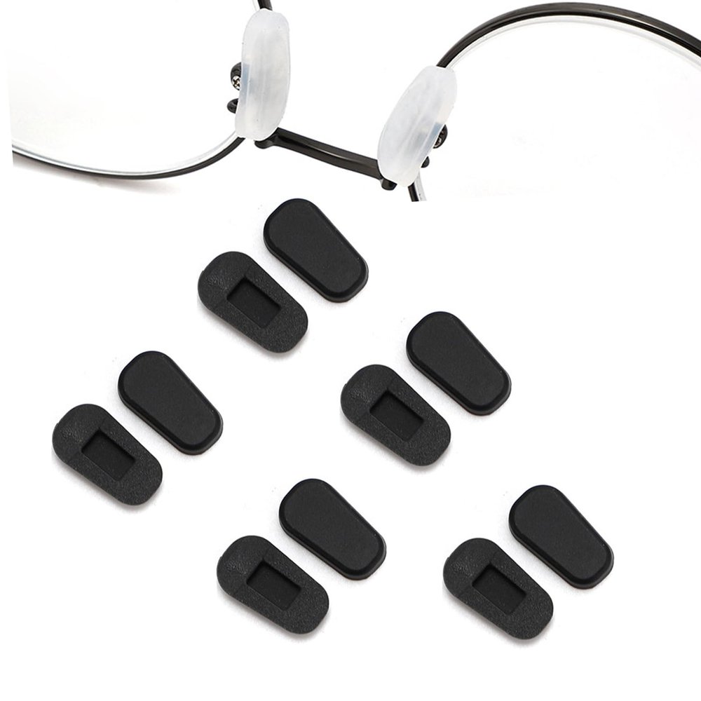 Eyeglass Nose Pads Covers Slip-on Silicone Glasses Nose Pad Anti Slip Soft Nose Pads for Eyeglasses Repair Kit(5 Pairs), Black/L