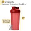 Mr. Pen- Shaker Bottles for Protein Mixes, 28 oz, 1 Pack, Red, Protein Shaker Bottle with Wire Whisk Ball, Blender Bottle view 2