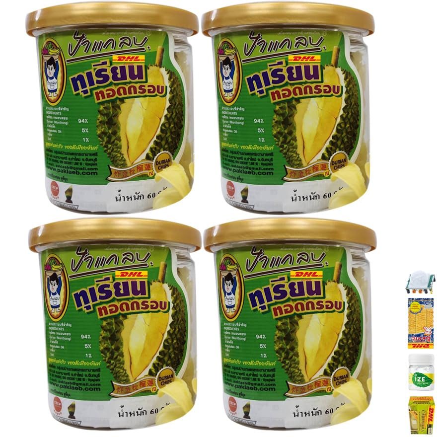 2.11 Oz Paglab Durian Fried Chips Snack Crispy Monthong Original OTOP Thailand Fruit Exotic Vegan Ultimate DHL (of 4) By Beautygoodshop [Get Free For You Beauty Gifts]