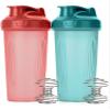 Mr. Pen- Shaker Bottles for Protein Mixes, 28 oz, 2 Pack, Light Blue & Red, Protein Shaker Bottle with Wire Whisk Ball, Blender Bottle view 1