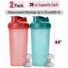 Mr. Pen- Shaker Bottles for Protein Mixes, 28 oz, 2 Pack, Light Blue & Red, Protein Shaker Bottle with Wire Whisk Ball, Blender Bottle view 2