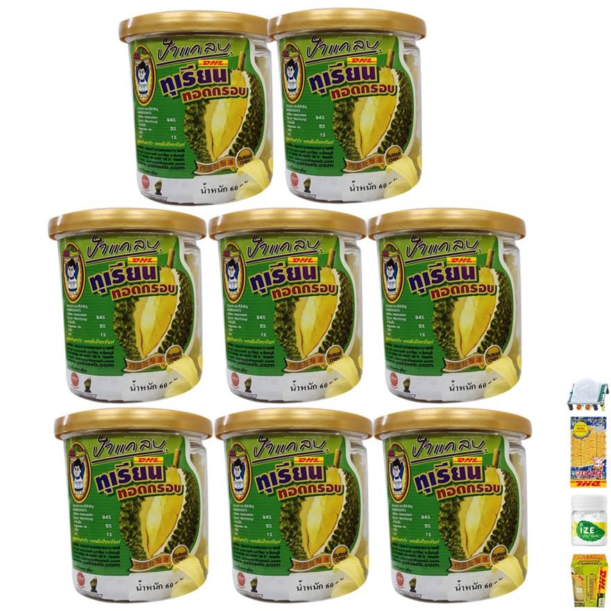 2.11 Oz Ultimate DHL Paglab Durian Fried Chips Snack Crispy Monthong Original OTOP Thailand Fruit Exotic Vegan Set 8 By Beautygoodshop [Get Free For You Beauty Gifts]