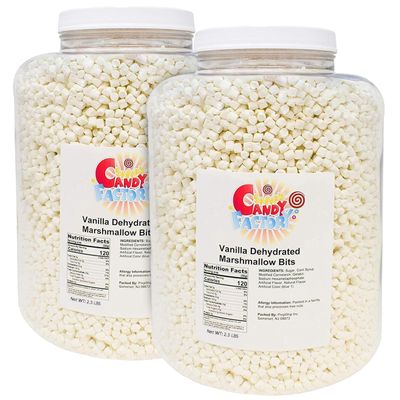 Sarah's Candy Factory Vanilla Mini Dehydrated Marshmallows in Jar - Mini Marshmallow Bits for Hot Cocoa (2.5 Lbs) 2 PACK