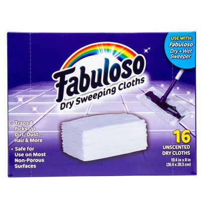 Fabuloso Dry Cloths - Sweeping Pads for Use with Fabuloso Dry + Wet Sweeper for Bold and Bright Cleaning Experience - Clean Your Floors with Ease, 16 Count