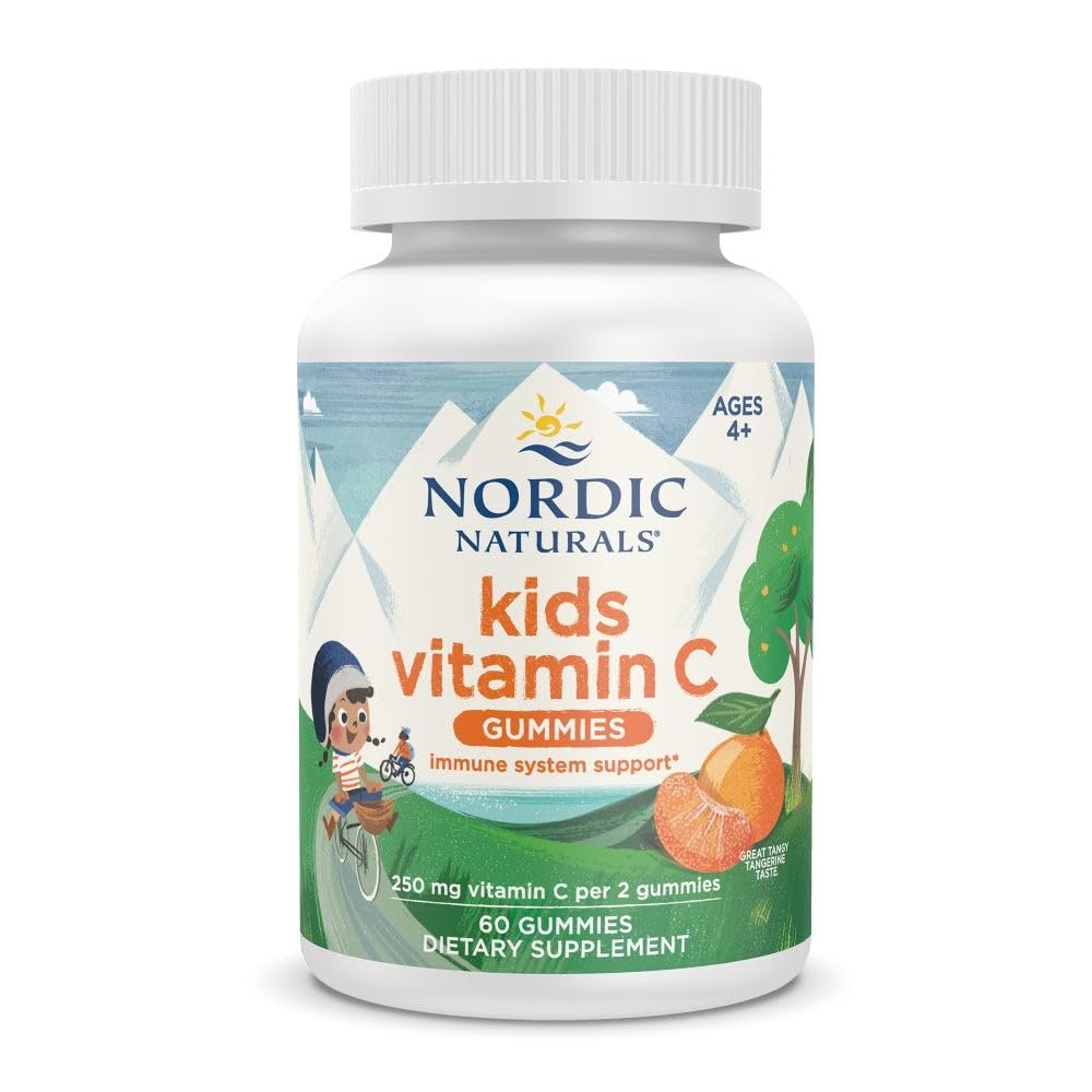 Nordic Naturals Kids Vitamin C Gummies - Tangy Tangerine - 60 Gummies - Vegan Vitamin C Supplement - Childrens Immunity and Antioxidant Support - 250 mg per Serving - 30 Servings