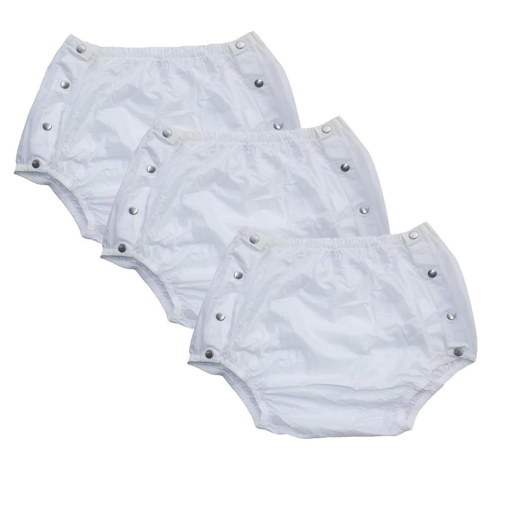 3Pcs Incontinence Snap-On Plastic Pants/PVC Waterproof Pants/Adult Incontinence Pants/Wide Elastic Waterproof Diapers/Reusable PVC Waterproof Pants/Adult Diapers/Incontinence Pants
