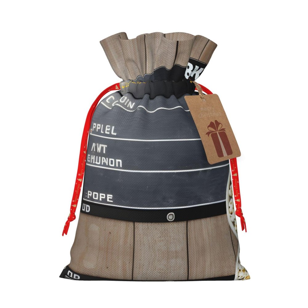 ZISHAK Cinema Movie Clapboard And Popcorn Burlap Drawstring Gift Bag Ideal Christmas Gift Bag For Delicate Presents