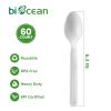Biocean 100% Compostable Spoons 60 Count Disposable Soup Spoons Heavy Duty Utensils Disposable Silverware Eco Friendly Flatware for Party Camping Picnics Wedding-Ivory White view 2