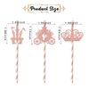 24Pcs Little Castle Crown Paper Straws, Princess Straws, Crown Straws, Princess Themed Birthday Party Supplies Rose Gold view 2