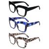 REAVEE 3 Pack Oversized Reading Glasses for Women Thick Large Frame Blue Light Blocking Stylish Computer Readers Spring Hinge,Black Blue Grey 1.75 view 2