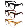 REAVEE 3 Pack Oversized Reading Glasses for Women Thick Large Frame Blue Light Blocking Stylish Computer Readers Spring Hinge,Black Leopard Tortoise 2.75 view 2