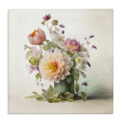 Spring Floral Bouquet Cottage, 17 x 17 Inch Canvas Wall Art