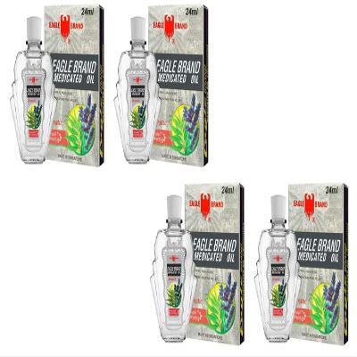 2 Packs - White Twin Essentail Medicated Oil - Bon Chai Dau Con O Trang - 24mL per Bottle with 4 Bottles per Order - Made in Singapore