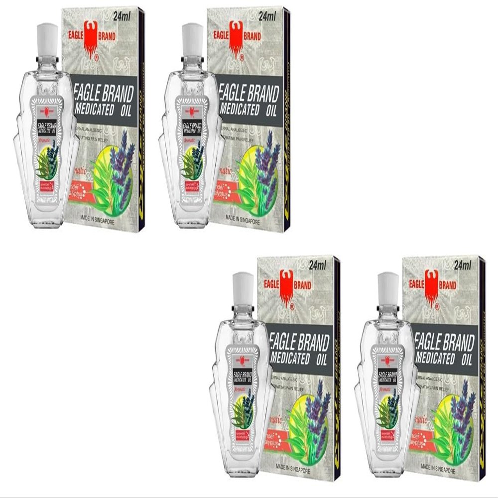 2 Packs - White Twin Essentail Medicated Oil - Bon Chai Dau Con O Trang - 24mL per Bottle with 4 Bottles per Order - Made in Singapore