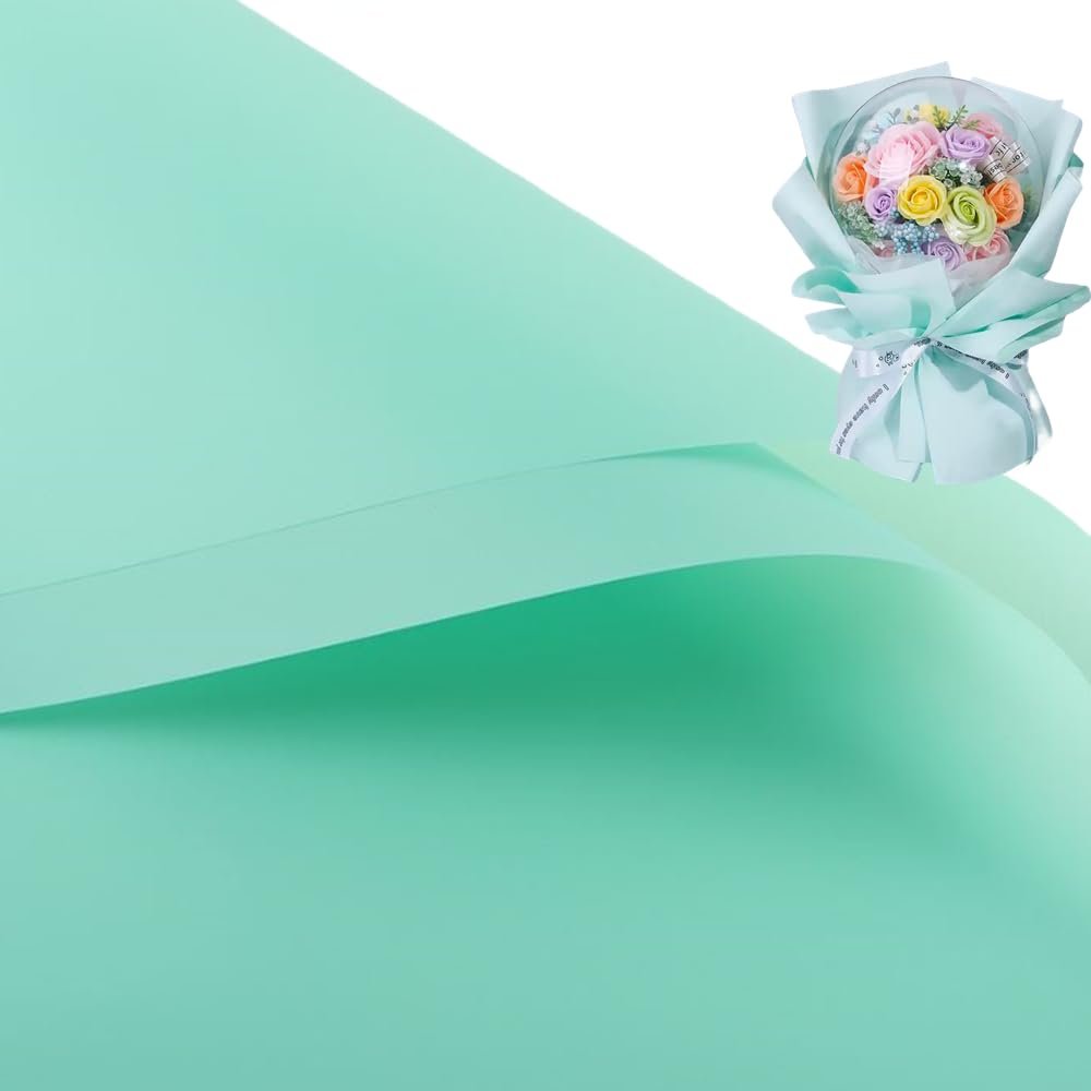 20 Pcs Double Sided Color Flower Wrapping Paper,Waterproof Valentine's Day Bouquet Wrapping Paper 23x23Inch Used for DIY Crafts, Gift Packaging, Flower Shop Bouquet Packaging (Blue)