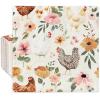 80Pcs Hens Paper Napkins Watercolor Floral Chicken Disposable Luncheon Napkin Rustic Flower Poultry Dessert Dinner Hand Napkin for Farmhouse Supplies view 1