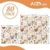 80Pcs Hens Paper Napkins Watercolor Floral Chicken Disposable Luncheon Napkin Rustic Flower Poultry Dessert Dinner Hand Napkin for Farmhouse Supplies view 2