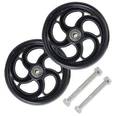2 PCS Black Rubber Wheelchair Replacement Wheels, Non-Slip Puncture Proof Polyurethane Solid, 8 Inch Universal Small Rollator Walker Replacement Wheel Accessories for Home Shop ( Color : Black , Size