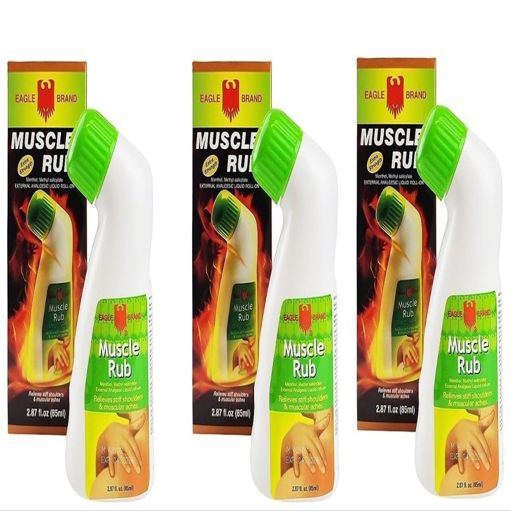 3 Packs - Eagle Essential Muscle Rub Oil - 3 Chai Dau Xoa Bop Hieu Con O - 85mL per Bottle with 3 Bottles per Order - Made in Singapore