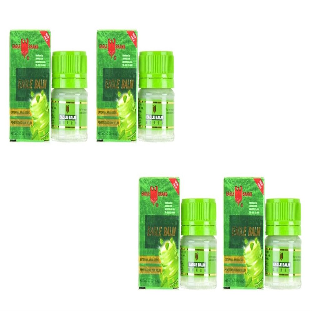 2 Packs - Twin Green Balm Essential Oil - Bon Hu Dau Cu La Con O - 20g per Glass Jar x 4 Jars per Order
