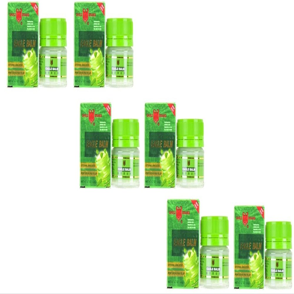 3 Packs - Twin Green Balm Essential Oil - Sau Hu Dau Green Balm Hieu Con O - 20g per Glass Jar x 6 Jars per Order