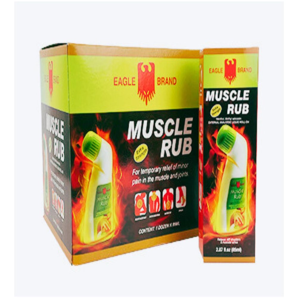 Case Set - Dozen Eagle Essential Muscle Rub Oil - 12 Chai Dau Xoa Bop Hieu Con O - 85mL per Bottle x 12 Bottles per Box - Made in Singapore