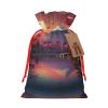 SSIMOO Japan Mount Fuji Landscape Artisan Crafted Burlap Drawstring Gift Bag - Perfect Christmas And Holiday Fabric Gift Bag view 1