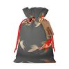 SSIMOO Traditional Koi Carps With Spots Artisan Crafted Burlap Drawstring Gift Bag - Perfect Christmas And Holiday Fabric Gift Bag view 1