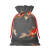 SSIMOO Traditional Koi Carps With Spots Artisan Crafted Burlap Drawstring Gift Bag - Perfect Christmas And Holiday Fabric Gift Bag view 2