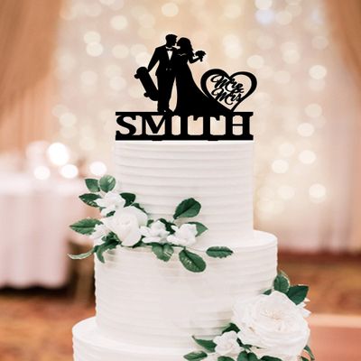 Skateboarders Wedding Cake Topper,Custom cake topper with skate,Mr and Mrs Skateboarders Cake Toppers,Skateboarding Theme Wedding Topper for Wedding Engagement Anniversary Party Decal.