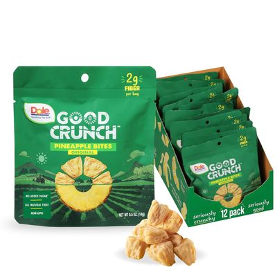 Dole Good Crunch Pineapple Dried Fruit Bites, Gluten Free & Vegan Snack, 0.5 Ounce (Pack of 12)