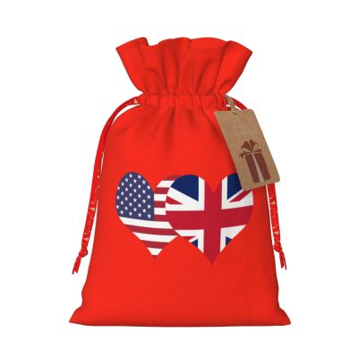 American Flag And British Flag Christmas Gift Bags Holiday Gift Bags -Christmas Bags For Gifts For Christmas Party Decorations -Christmas Gift Wrap
