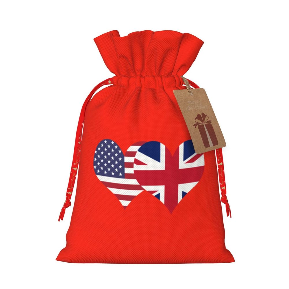 American Flag And British Flag Christmas Gift Bags Holiday Gift Bags -Christmas Bags For Gifts For Christmas Party Decorations -Christmas Gift Wrap