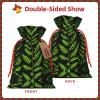 ZISHAK Natural Plant Silhouette Fern Leaf Delicate Burlap Drawstring Gift Bag-Artisanal Fabric Gift Bag Perfect For Christmas view 3