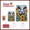 ZISHAK Cow With Sunflowers In Blue Delicate Burlap Drawstring Gift Bag-Artisanal Fabric Gift Bag Perfect For Christmas view 4