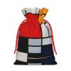 ZISHAK Composition In Red Yellow Blue And Black Delicate Burlap Drawstring Gift Bag-Artisanal Fabric Gift Bag Perfect For Christmas view 2