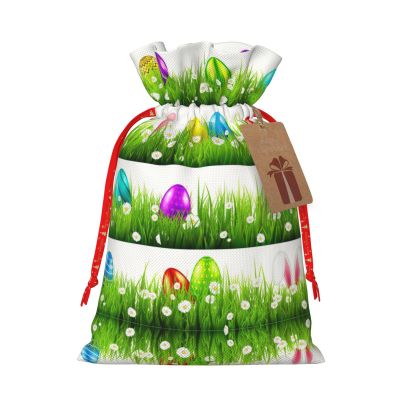 ZISHAK Colorful Easter Egg Delicate Burlap Drawstring Gift Bag-Artisanal Fabric Gift Bag Perfect For Christmas