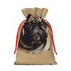 ZISHAK Pug Dogs Delicate Burlap Drawstring Gift Bag-Artisanal Fabric Gift Bag Perfect For Christmas view 2