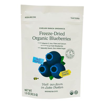 Chelan Ranch Organics Premium Freeze-Dried Organic Blueberries, Non-GMO & Vegan, 1.5 Ounce Bag (6-Pack)