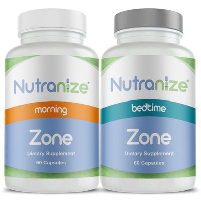 Nutranize Zone Twin-Pack Supplement System - Pharmacist-Designed Morning & Bedtime Capsules with Magnesium Glycinate, Vitamin D3, K2 MK7, Methylfolate, Chromium, Melatonin - 30 Day Supply (120 Count)