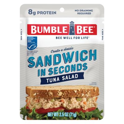 Bumble Bee Sandwich in Seconds Tuna Salad, 2.5 oz Pouch - Ready to Eat - Wild Caught Tuna Packet - 8g Protein per Serving - Gluten Free